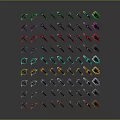 Various Colored And Styled Axes Arranged In Grid Pattern Collection
