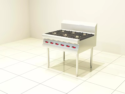 Stainless Steel Gas Stove With Multiple Burners As Kitchen Cooking Appliance 3d model