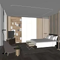 Modern Hotel Room Interior With King Bed Large Window And Wooden Furniture