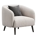 Beige Modern Single Sofa with Dark Gray Cushion and Wooden Legs