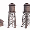 Industrial Equipment Water Towers with Various Sizes Metal Framework and Wooden Design