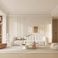 Modern Living Room Simple Living Room Cream Living Room 3d model