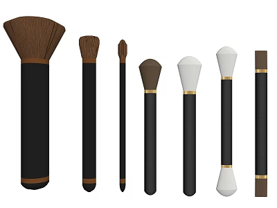 Professional Cosmetics Makeup Brushes Collection With Black Handles And Various Brush Heads 3d model