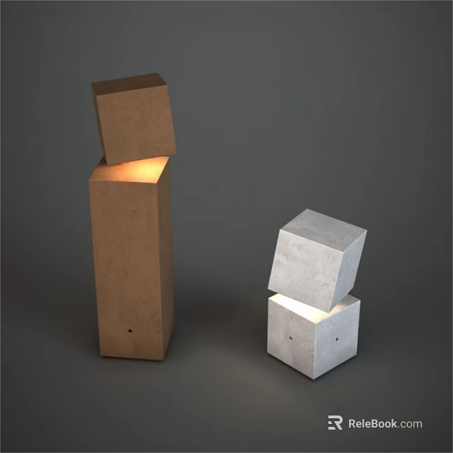 Brown and White Outdoor Lights with Stacked Cube Design and Warm Glow 3d model 