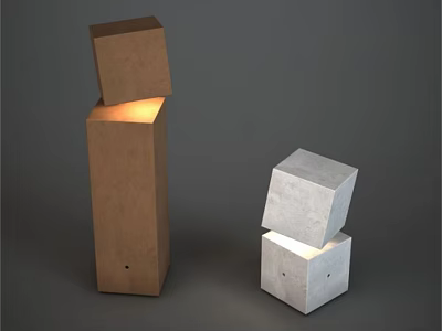 Brown and White Outdoor Lights with Stacked Cube Design and Warm Glow 3d model