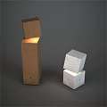 Brown and White Outdoor Lights with Stacked Cube Design and Warm Glow
