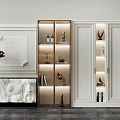 Modern Wine Cabinet With Glass Doors Built-in Lighting Displaying Wine Bottles And Decorative Items