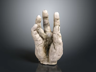 Artistic Human Hand Organ Sculpture With Visible Hair Textures And Smooth Gray Surface 3d model