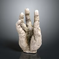 Artistic Human Hand Organ Sculpture With Visible Hair Textures And Smooth Gray Surface