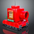 Red Toy Tank with Building Block Design Featuring Window and Cannon Tracks