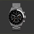 Modern Lifestyle Watch With Silver Metal Strap And Black Dial Featuring Multiple Sub-dials