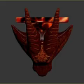 Red Dragon Head with Fiery Lava and Glowing Horns in Dark Background