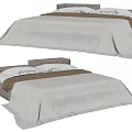Modern Double Bed with Light Gray Frame White Bedding and Brown Blanket