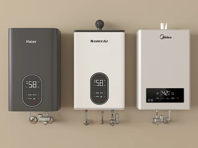 Haier Macro Midea Water Heaters As Daily Electrical Appliances With Digital Temperature Displays 3d model