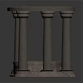 Ornate Stone Circular Pedestal Structure With Columns Decorative Trim and Steps