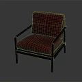 Stylish Red Leather Armchair with Wooden Armrests and Legs for Living Room
