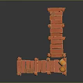 Orange Wooden Dock Structure With Planks Posts Crates And Barrel