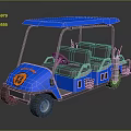 Blue Junior Golf Cart with Number 13 Logo Four Seats and Canopy