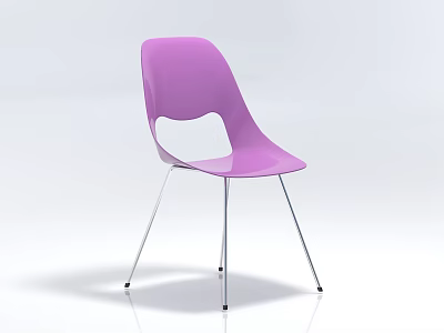 Purple Modern Single Chair With Plastic Seat And Metal Legs Design 3d model