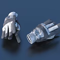 Gray And White Protective Work Gloves With Stripe Design And Durable Material