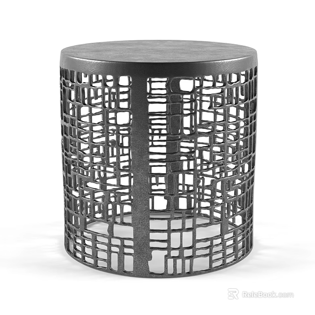 Modern Round Side Table With Intricate Metal Openwork Design And Sturdy Base 3d model 