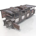 Vintage Industrial Car Featuring Wooden Metal Structure Roof Installations And Open Door
