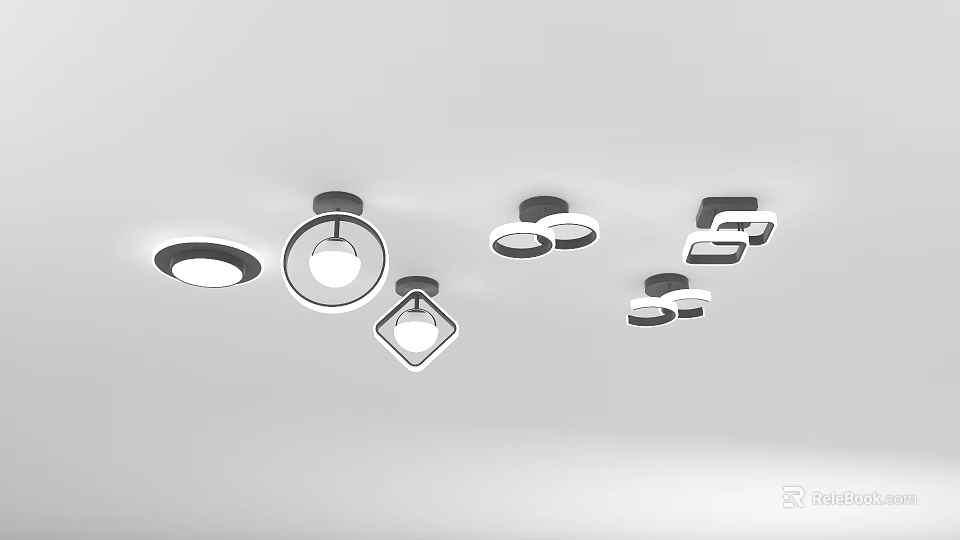 Modern Ceiling Lights With Round Square And Combination Design For Home Decor 3d model 