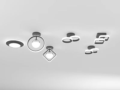Modern Ceiling Lights With Round Square And Combination Design For Home Decor 3d model