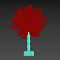 Artistic Flower Shaped Sculpture Carving With Green Gold Petals And Square Base