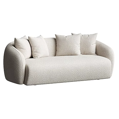Modern Light Colored Two Seater Sofa With Soft Textured Fabric And Four Cushions 3d model