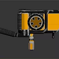 Yellow Industrial Mechanical Device With Black Structural Pillar And Arm Components