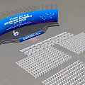 Indoor Stage Design With Blue Structure Arranged Seats And Modern Layout 3d model