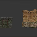 Ancient Stone Architectural Structure With Weathered Wall And Stone Bench
