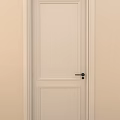 Minimalist White Hinged Door With Modern Panel Design And Black Handle 3d model