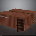 Two Red Shipping Containers With One Open Door And OCEAN AV Label