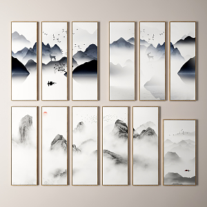 New Chinese Landscape Painting Ink Landscape Painting Hanging Painting 3d model