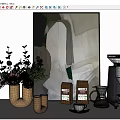 Home Decorative Ornament Combination with Fresh Flowers Coffee Grinder Bean Bags and Wall Art