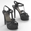 Black High Heel Sandals With Platform Sole And Crisscross Straps Design