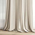 Beige Textured Curtains With Elegant Soft Drape For Modern Home Interior 3d model