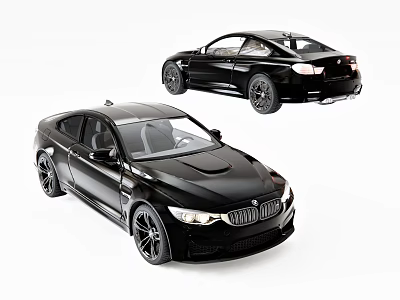 Two Black Luxury Sports Cars Front And Side View 3d model
