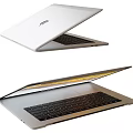Apple Open White And Silver Laptops With Visible Keyboard And Screen 3d model