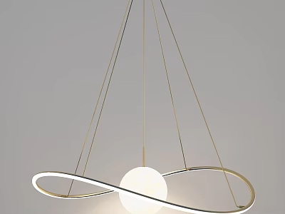 Elegant Modern Chandelier Design With Round Sphere And Gold Metal Rings Ceiling Hanging 3d model