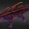 Mythical Reptile With Sharp Spikes Purple Skin And Vibrant Red Details
