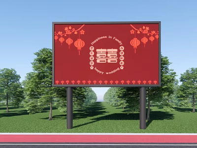 Red Computer Billboard Displaying Modern Laptop With High Performance Features And Clear Screen Design 3d model