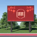 Red Computer Billboard Displaying Modern Laptop With High Performance Features And Clear Screen Design 3d model