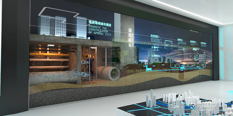 Sponge City Experience Hall Interactive Exhibition With Pipeline Models And Urban Displays 3d model 
