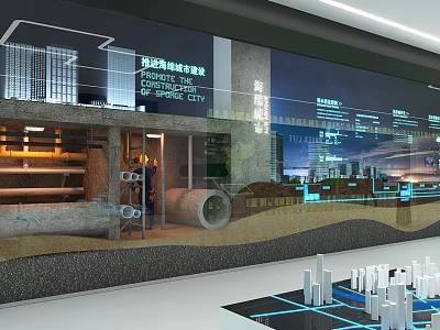 Sponge City Experience Hall Interactive Exhibition With Pipeline Models And Urban Displays 3d model