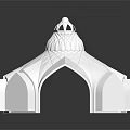 Cartoon Scene of White Arched Dome with Symmetric Geometric Patterns and Arched Doorways