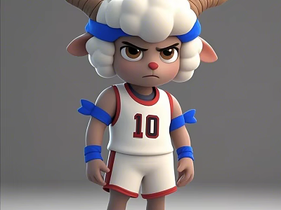 Cartoon Reptile Character In White Basketball Jersey Number 10 With Blue Headband 3d model