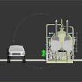 Industrial Storage Tank With Pipeline Control System And White Truck